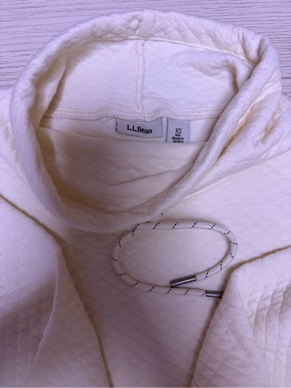 L.L. Bean Quilted Cream Funnel Neck Sweater